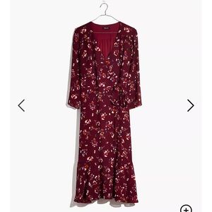 Madewell Ruffle-Hem Wrap Dress in Carnation Toss